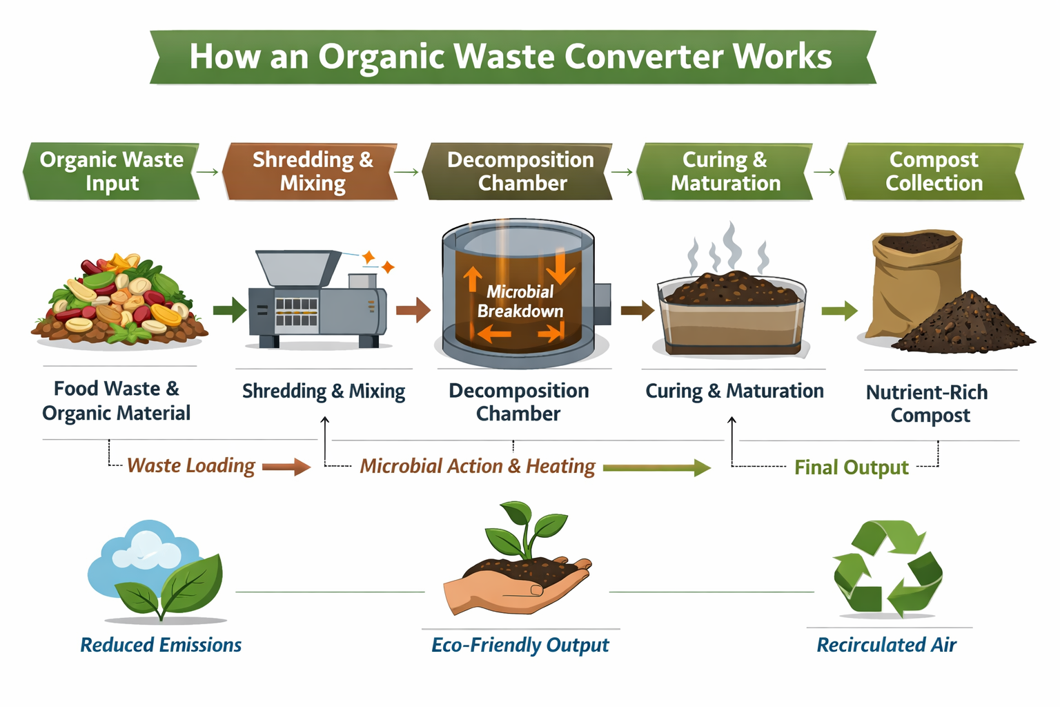 Organic Waste Converter Working Process Diagram